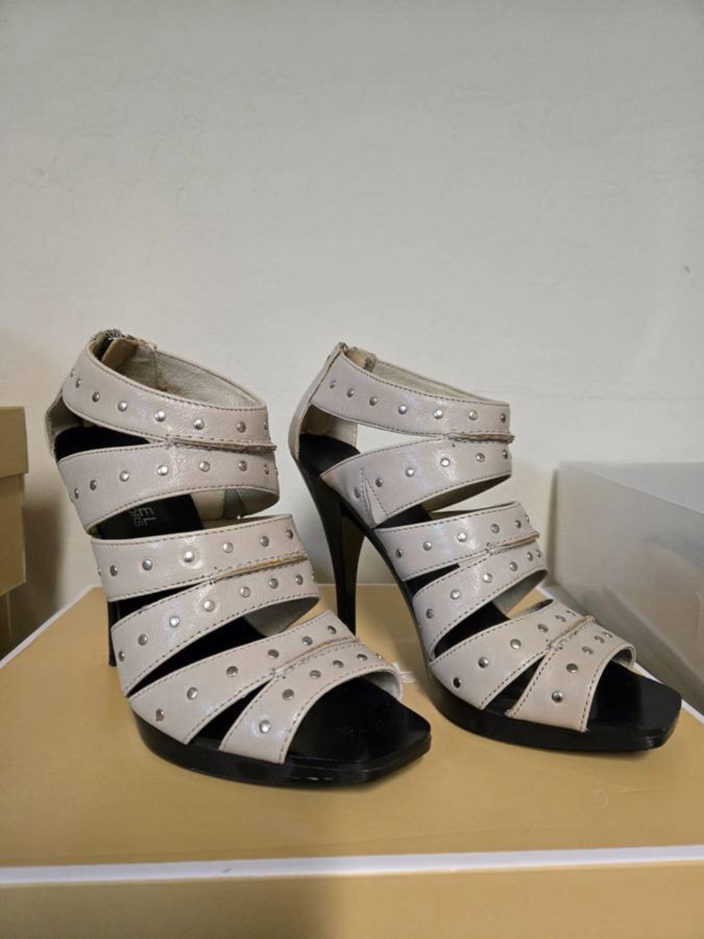 Michael Kors Cream Studded Strappy High Heel Sandals
